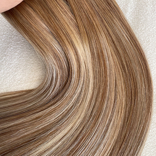 Ash Blonde Highlight Balayage Human Hair Weft Extensions