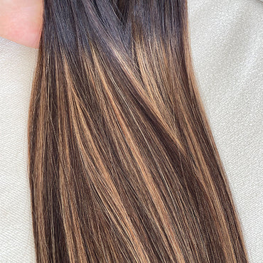 Mocha Dark Highlight Balayage Human Hair Weft Extensions