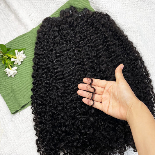 WEC-4b4c Curly Sew in Weft Raw Human hair extensions