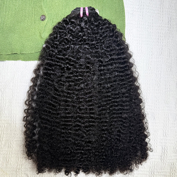 WEC-4b4c Curly Sew in Weft Raw Human hair extensions