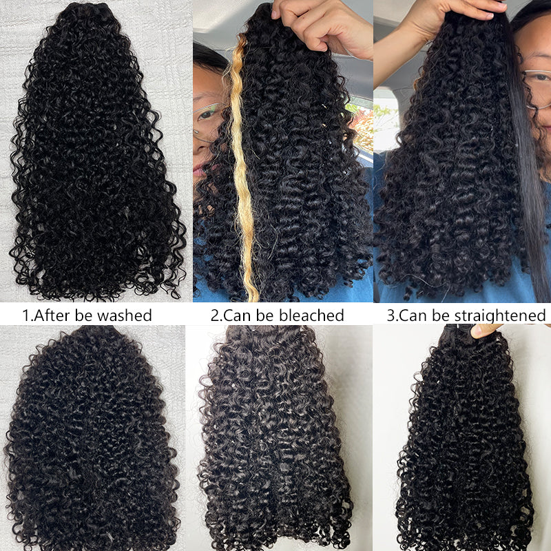 WEC-4b4c Curly Sew in Weft Raw Human hair extensions