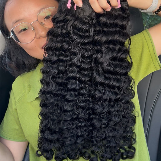 Burmese Curly Sew in Weft Cambodian Virgin Human hair extensions