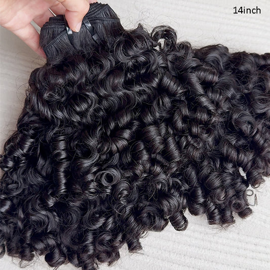 Indian Curly Raw Human Hair Sew in Weft Extension