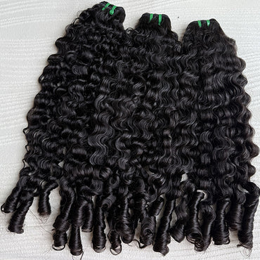 Indian Curly Raw Human Hair Sew in Weft Extension
