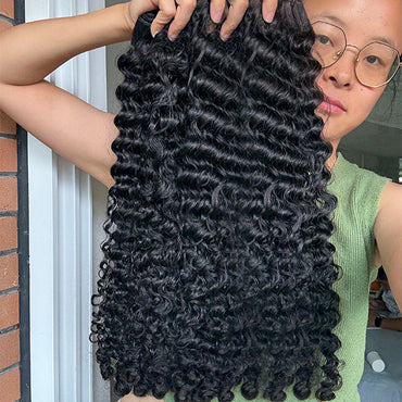 Burmese Curly Sew in Weft Cambodian Virgin Human hair extensions