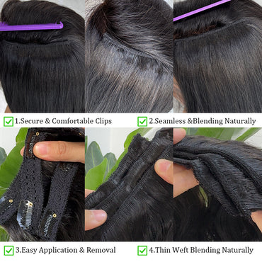 Cambodian Wavy Clip in Hair Extensions