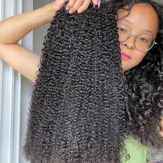 WKC-Afro Kinky Curly Double Drawn Cambodian Virgin Human hair extensions