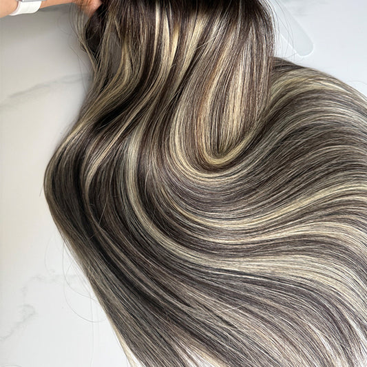 Ash Balayage Human Hair Weft Extensions