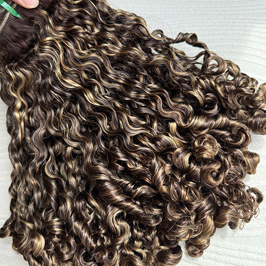 Highlight Loose Indian Curly Hair Weft Extensions