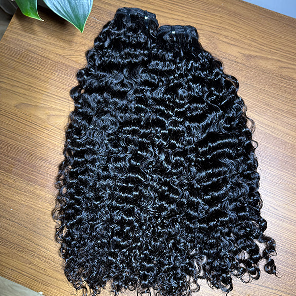 Indian Curly Raw Human Hair Sew in Weft Extension