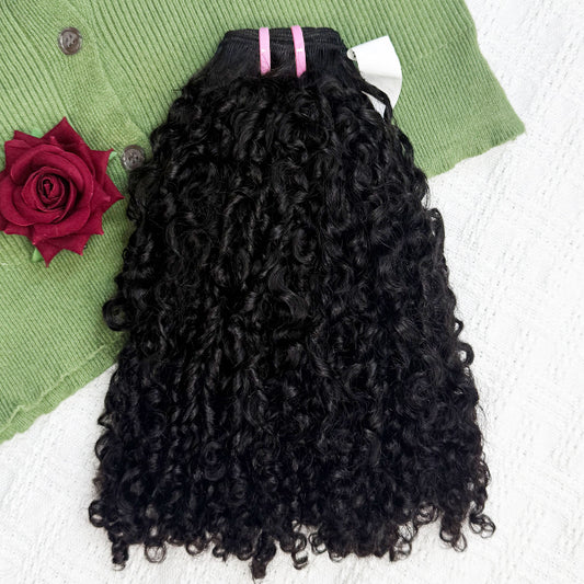 WPC-Pixie Curly Double Drawn Cambodian Virgin Human Sew in Weft hair extensions