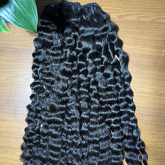 Burmese Cury Raw Human Hair Sew in Weft Extension