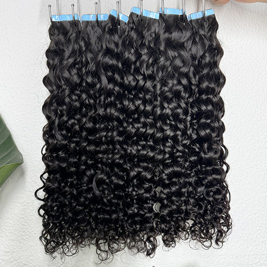 Water Wavy Curly Tape in Hair Extensions