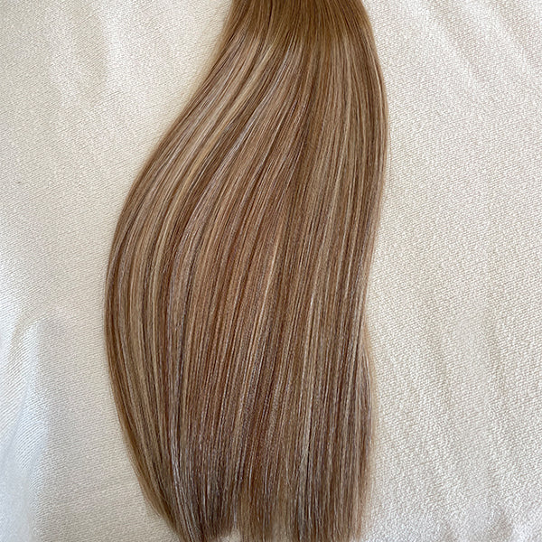 Ash Blonde Highlight Balayage Raw Human Hair Weft Extensions