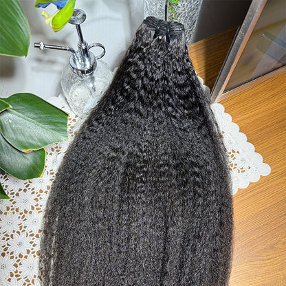 4C Kinky Straight Double Drawn Virgin Human Hair extensions