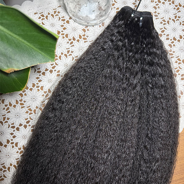 4C Kinky Straight Double Drawn Virgin Human Hair extensions