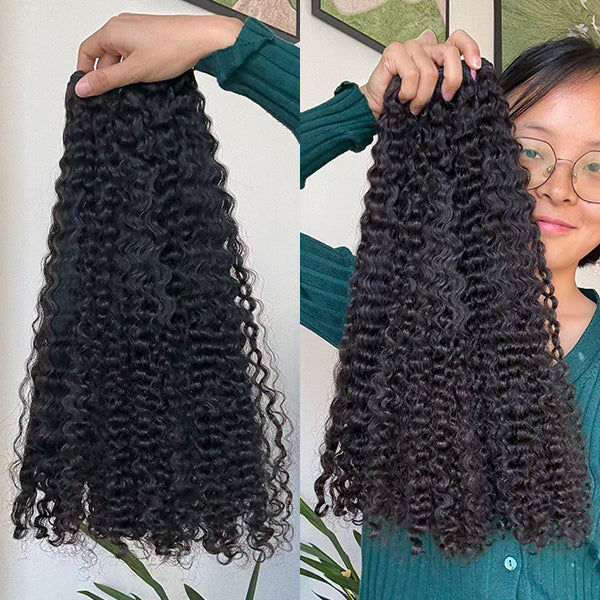 WEC-4b4c Curly Sew in Weft Raw Human hair extensions
