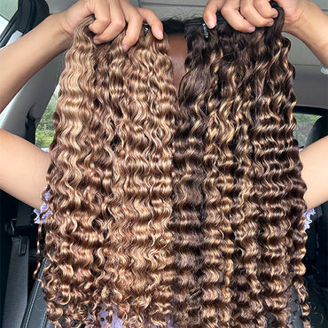 Honey Ash Blonde Highlight Burmese Curly Virgin Human Hair Bundles