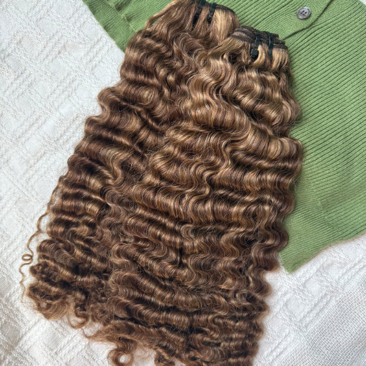 Ash Blonde Highlight Indian Curly Virgin Human Hair Bundles