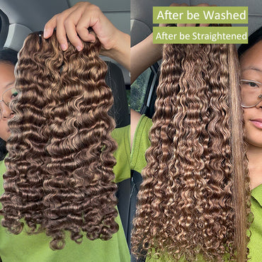 Ash Blonde Highlight Indian Curly Virgin Human Hair Bundles