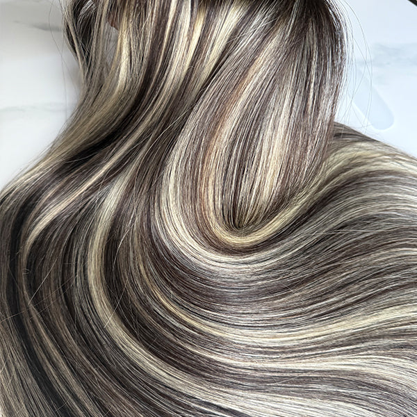 Ash Balayage Human Hair Weft Extensions