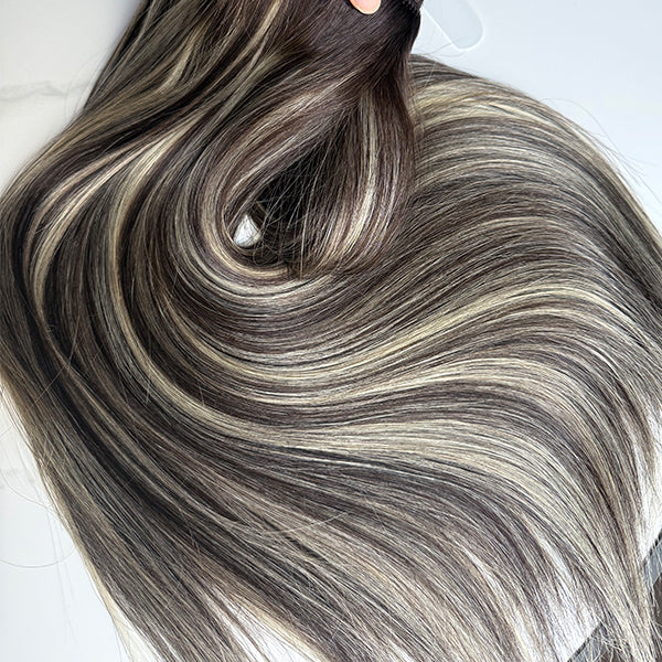 Ash Balayage Human Hair Weft Extensions