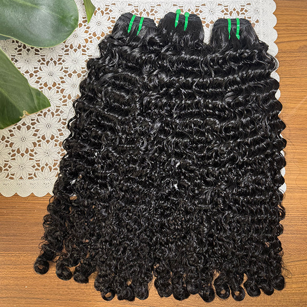 Burmese Curly Sew in Weft Virgin Human hair extensions