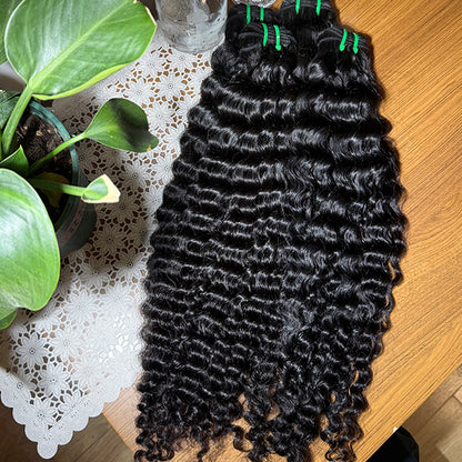 Burmese Curly Sew in Weft Virgin Human hair extensions