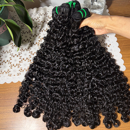Burmese Curly Sew in Weft Virgin Human hair extensions
