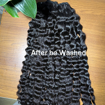 Burmese Cury Raw Human Hair Sew in Weft Extension