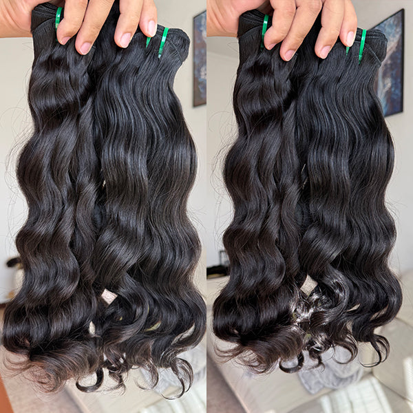 Cambodian Wavy Raw Human Hair Sew in Weft Extensions
