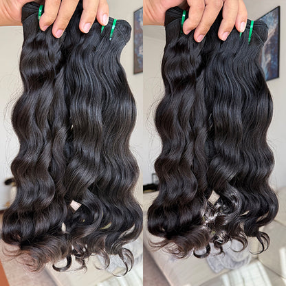 Cambodian Wavy Raw Human Hair Sew in Weft Extensions
