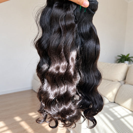 Cambodian Wavy Raw Human Hair Sew in Weft Extensions