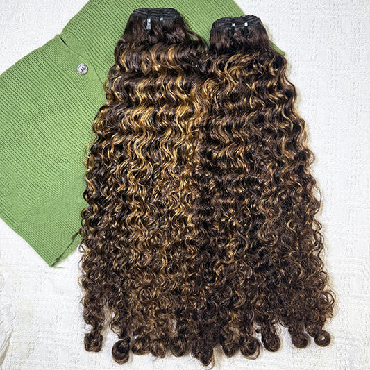 Honey Ash Blonde Highlight Burmese Curly Virgin Human Hair Bundles