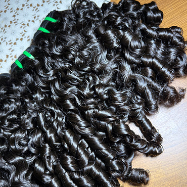Indian Loose Curly Raw Human Hair Sew in Weft Extension