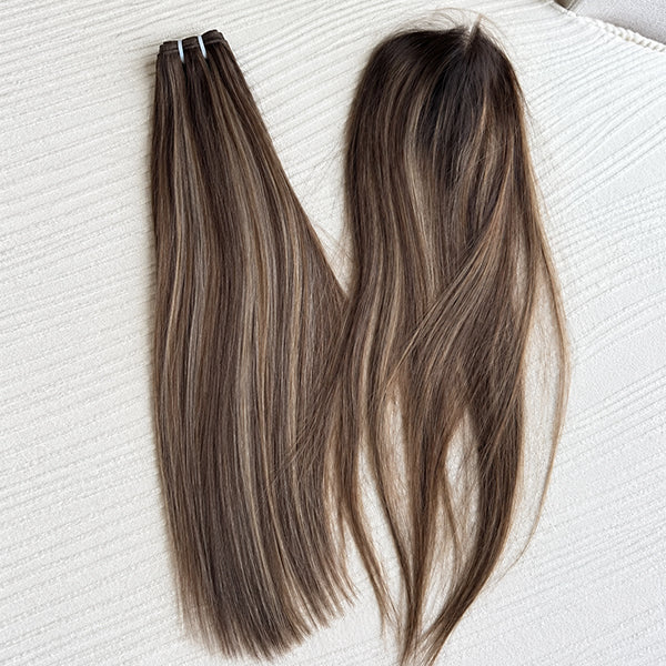 Brunette Balayage Highlight HD Lace Closure&Frontal