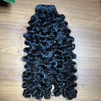 Indian Curly Raw Human Hair Sew in Weft Extension