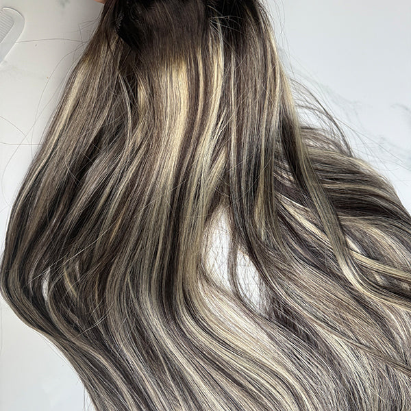 Ash Balayage Human Hair Weft Extensions