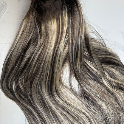 Ash Balayage Human Hair Weft Extensions