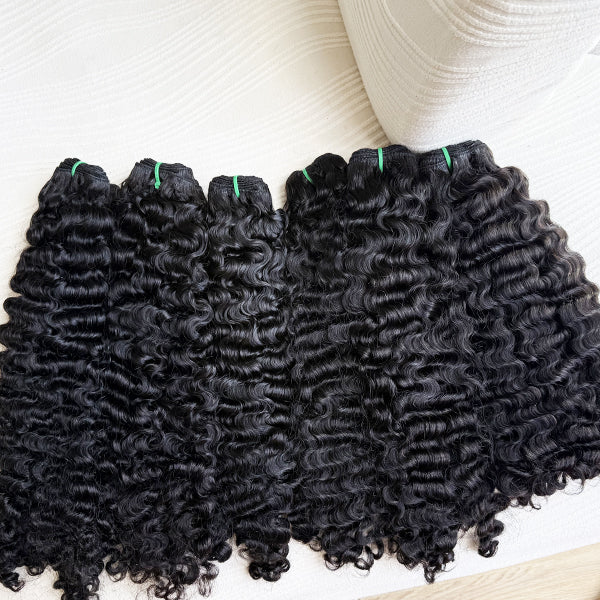 Indian Curly Virgin Human Hair Weft Extensions