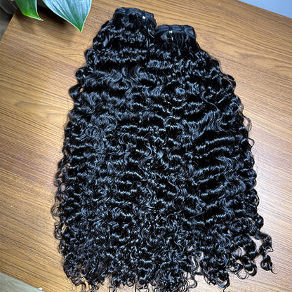 Indian Curly Raw Human Hair Sew in Weft Extension