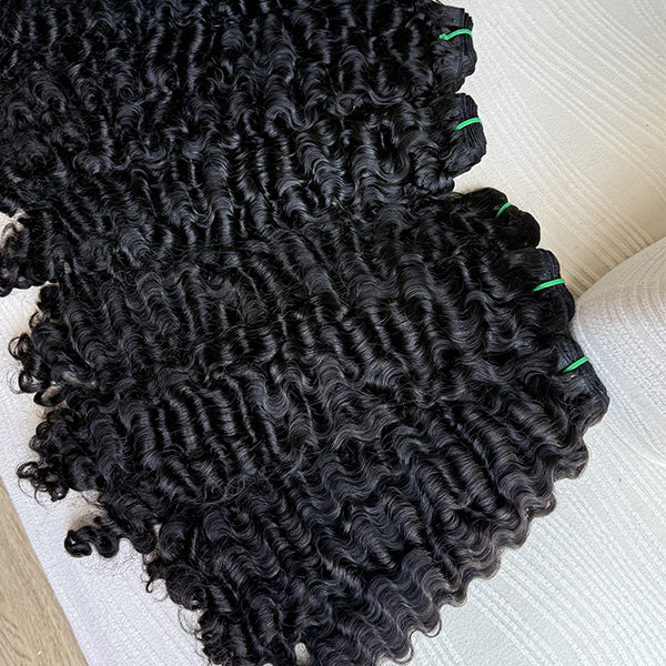 Indian Curly Single Drawn Virgin Hair Weft extensions