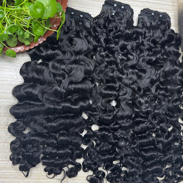Indian Curly Single Drawn Virgin Hair Weft extensions
