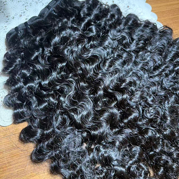 Indian Curly Raw Human Hair Sew in Weft Extension