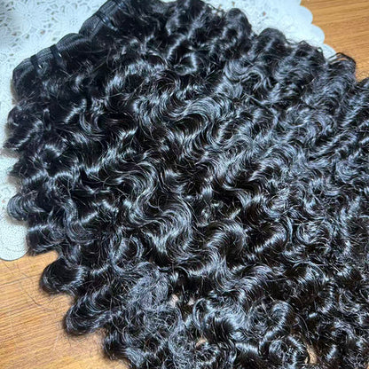 Indian Curly Raw Human Hair Sew in Weft Extension