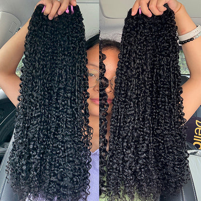 WPC-Pixie Curly Double Drawn Virgin Human Sew in Weft hair extensions