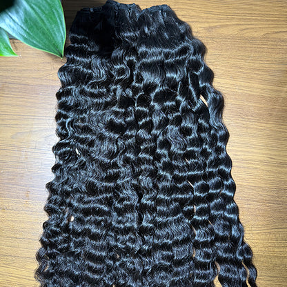 Burmese Cury Raw Human Hair Sew in Weft Extension