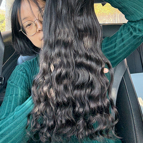 Cambodian Wavy Raw Human Hair Sew in Weft Extensions
