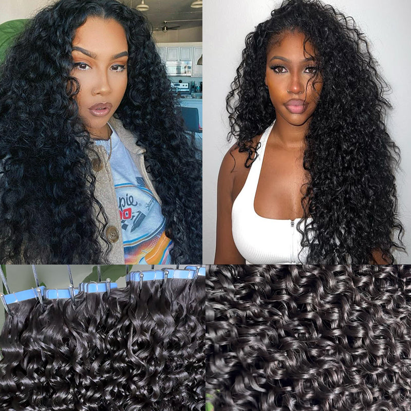 Water Wavy Curly Tape in Hair Extensions